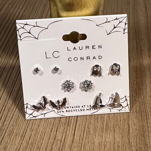 5 Pairs Of Halloween Silver Stud Earrings
